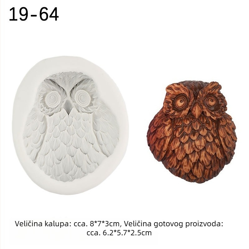 Silikonska kalupa u obliku sove za sapun, čokoladu i ukrašavanje kolača