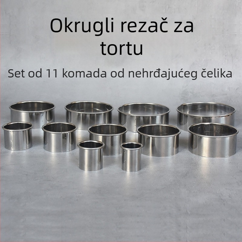 Nerđajući čelik okrugla kalupa za tort s uvijenim rubom, kalupe za fondant, krug mousse i nož za tijesto za knedle