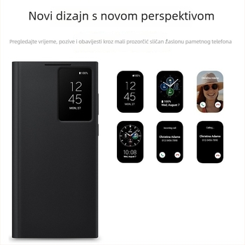 Kućište za Samsung Galaxy S23 Ultra s utorom za karticu, pametnim prozorom, potpuno pokriveno – Sleep Chip 23