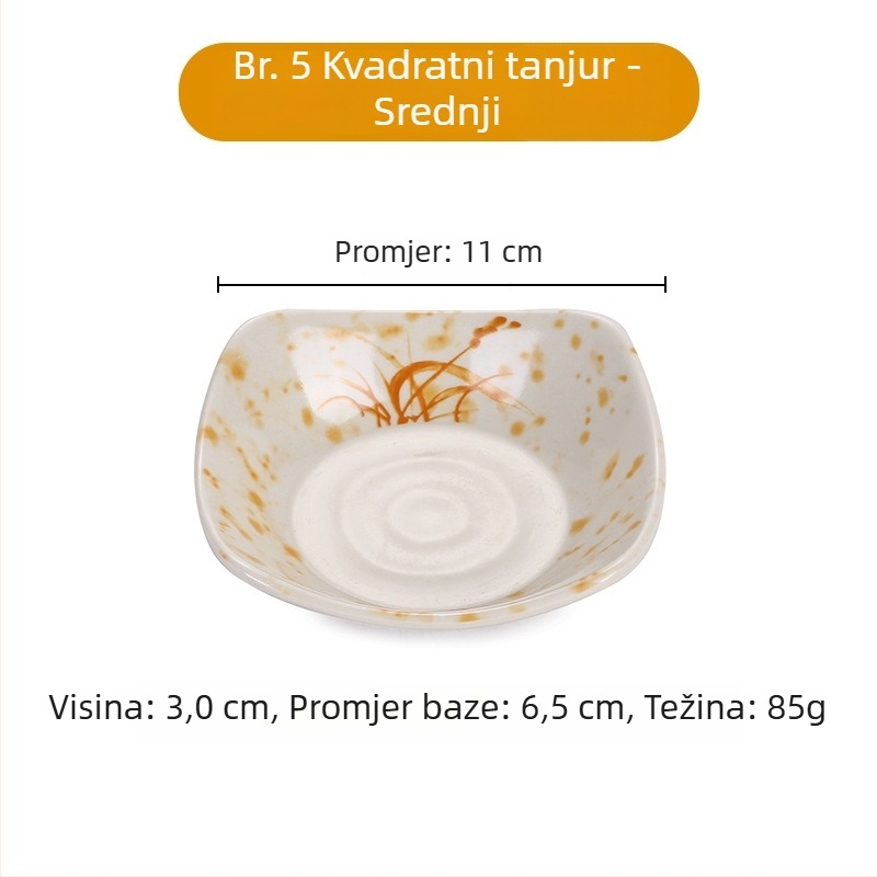 A5 set melamin posuđa s cvjetnim uzorkom, izgled porculana, promjer 14 cm; uključuje zdjelicu za umak, zdjelicu za ocat, zdjelicu za ulje, zdjelicu za užinu i malu zdjelicu za degustaciju