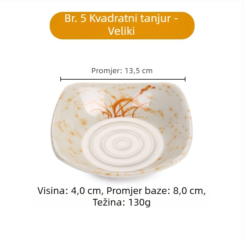 A5 set melamin posuđa s cvjetnim uzorkom, izgled porculana, promjer 14 cm; uključuje zdjelicu za umak, zdjelicu za ocat, zdjelicu za ulje, zdjelicu za užinu i malu zdjelicu za degustaciju