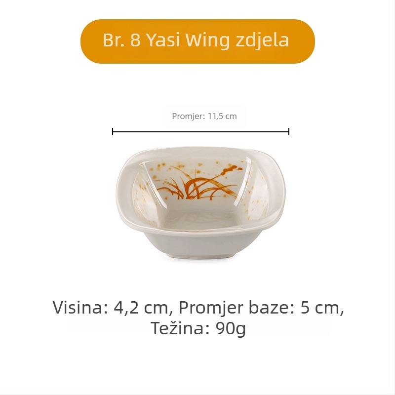 A5 set melamin posuđa s cvjetnim uzorkom, izgled porculana, promjer 14 cm; uključuje zdjelicu za umak, zdjelicu za ocat, zdjelicu za ulje, zdjelicu za užinu i malu zdjelicu za degustaciju