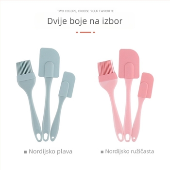 Set od tri silikonske špatule otporne na visoke temperature, silikonska četka za ulje, prehrambene klase, jednodijelna silikonska špatula