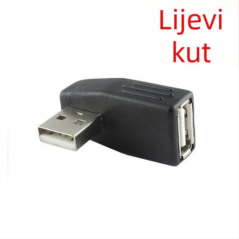 USB 2.0 muški na ženski adapter, 90° kut, produžni kabel za podatke