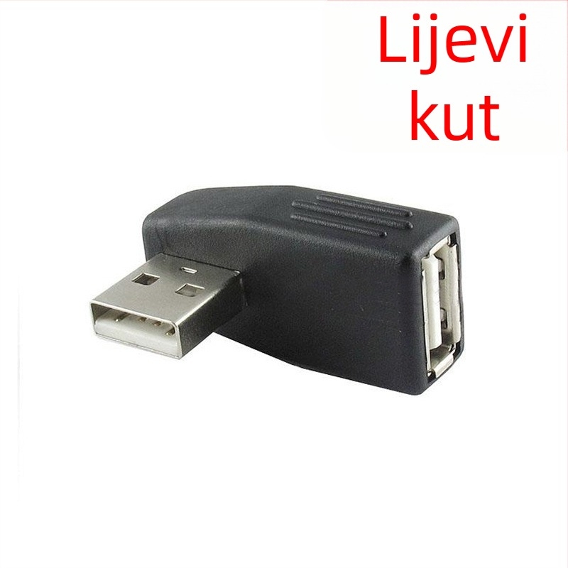 USB 2.0 muški na ženski adapter, 90° kut, produžni kabel za podatke