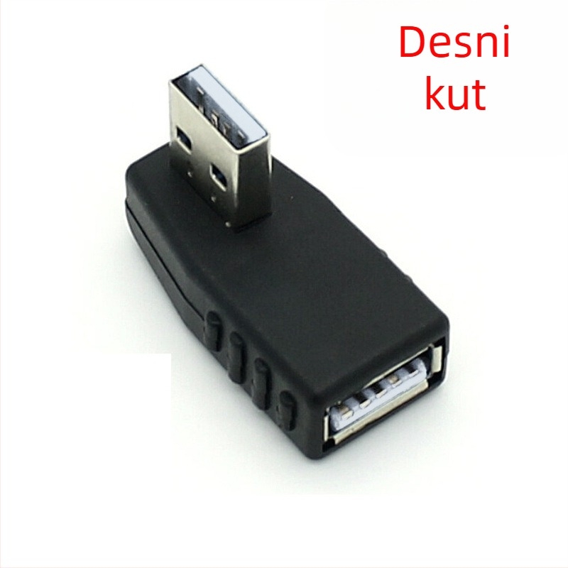 USB 2.0 muški na ženski adapter, 90° kut, produžni kabel za podatke