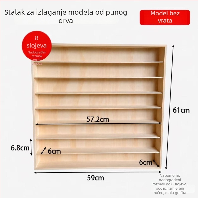 Drveni osmerostruki izložbeni stalak za figurice i automobilske modele, stolni organizator, 221 boja