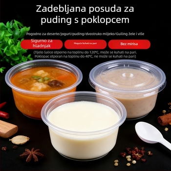 Jednokratne PP čaše za puding s poklopcem; zdjele za desert s poklopcem za štand
