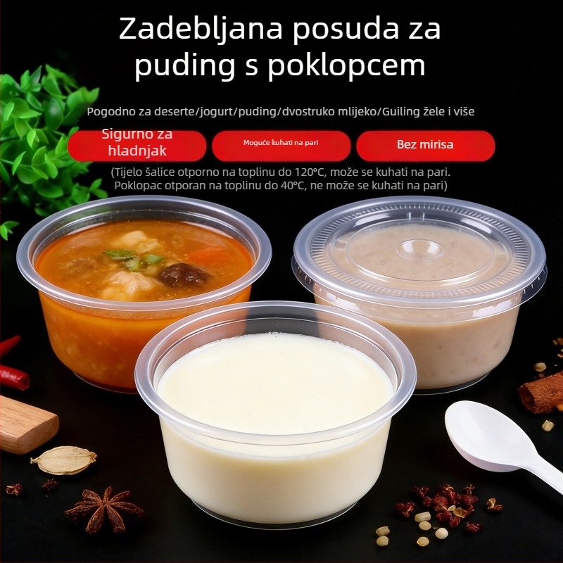Jednokratne PP čaše za puding s poklopcem; zdjele za desert s poklopcem za štand