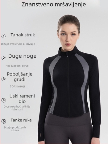 Ženski čipkasti top za jogu i zaštitu od sunca, ljeto, uski kroj, dugi rukav, stojeći ovratnik, tanki Ice Silk materijal