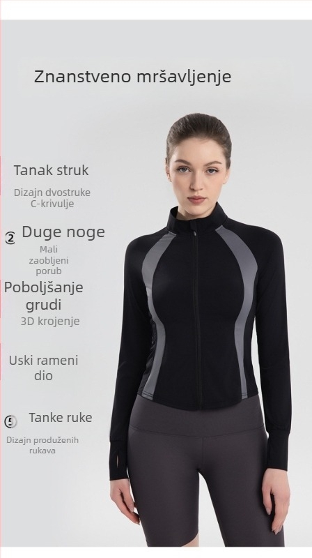 Ženski čipkasti top za jogu i zaštitu od sunca, ljeto, uski kroj, dugi rukav, stojeći ovratnik, tanki Ice Silk materijal