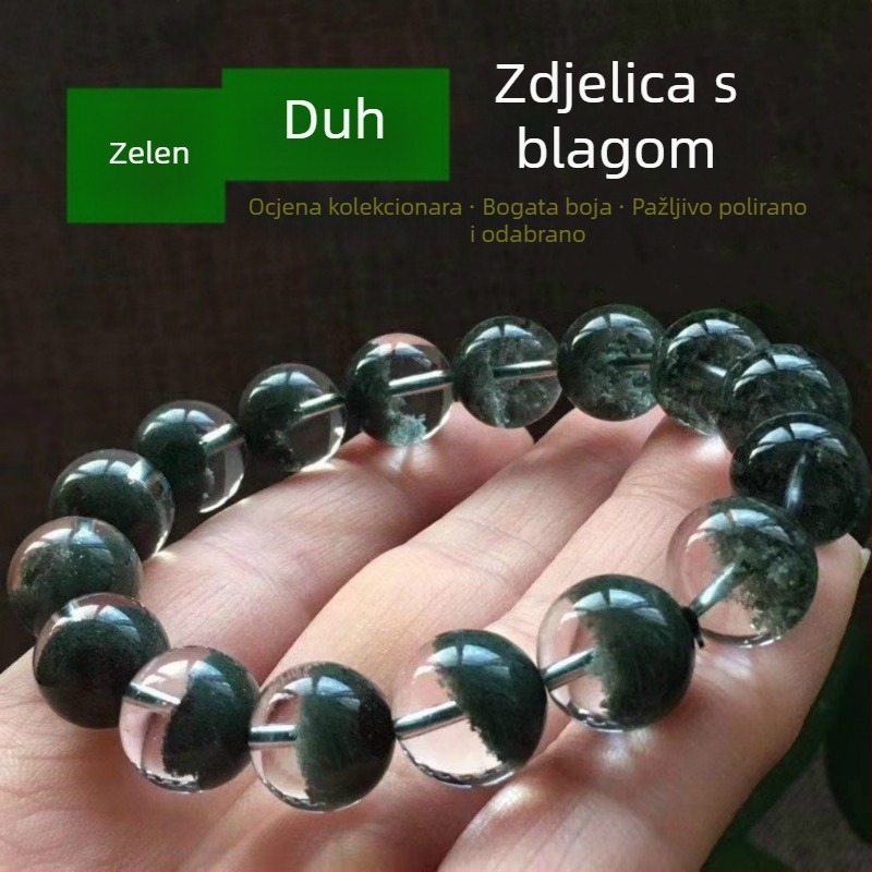 Prirodni brazilijanski zeleni fantom kvarc narukvica za muškarce i žene, unisex, 20 mm perle