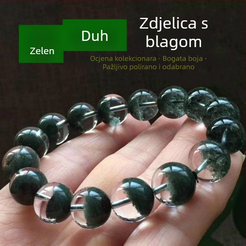 Prirodni brazilijanski zeleni fantom kvarc narukvica za muškarce i žene, unisex, 20 mm perle