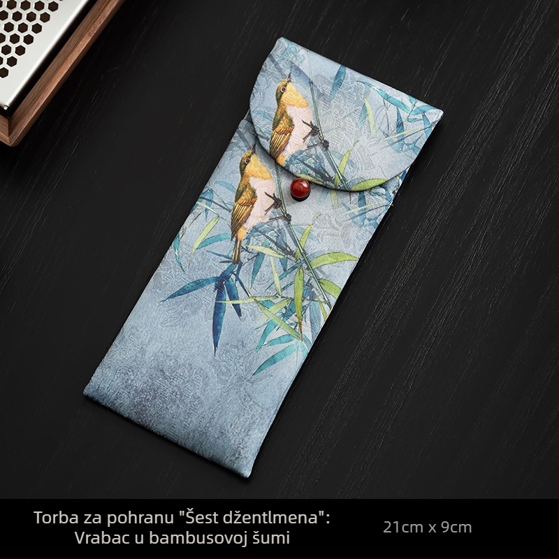 Gongfu set za ceremoniju čaja sa šest džentlmena, torbica za skladištenje od tkanine, žlica za čaj, klips za čaj i alat za buđenje čaja