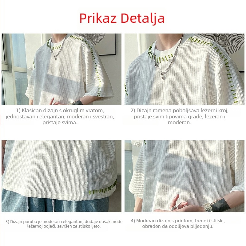 Muška majica kratkih rukava s neravnom krojem, ležernog stila, geometrijskim uzorkom