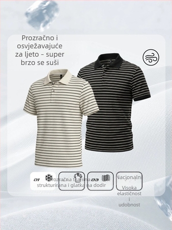 Muška ljetna polo majica s kratkim rukavima, prugasta, lagana i prozračna