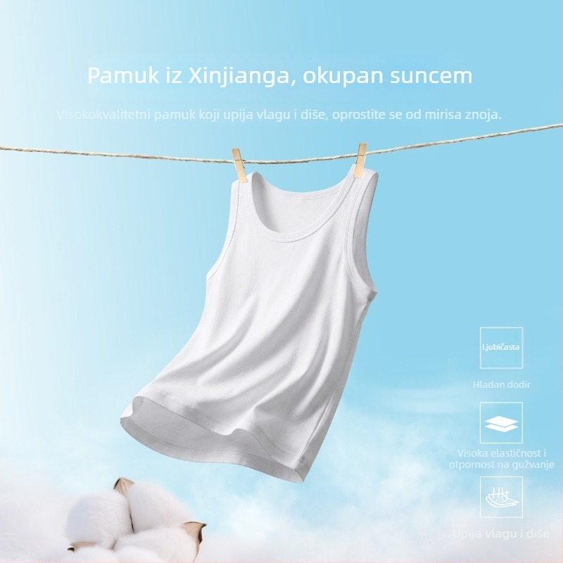 Muški potkošulja od 100% pamuka, elastični rebrasti tank za fitness, upija znoj, ljeto