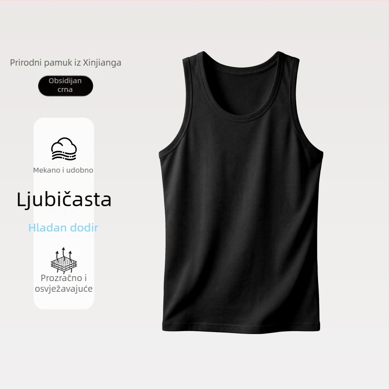Muški potkošulja od 100% pamuka, elastični rebrasti tank za fitness, upija znoj, ljeto