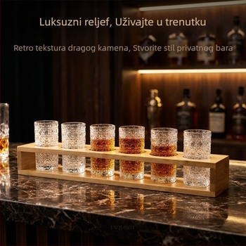 Držač za čaše s reljefnim kamenskim uzorkom i set šot čaša, za Jägermeister i kućne koktele