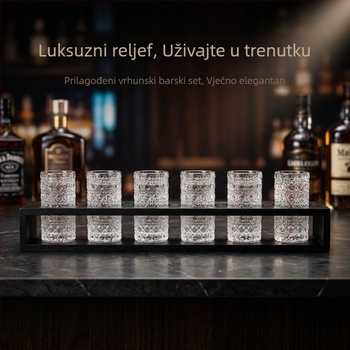Držač za čaše s reljefnim kamenskim uzorkom i set šot čaša, za Jägermeister i kućne koktele
