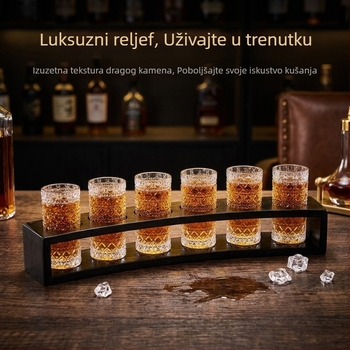 Držač za čaše s reljefnim kamenskim uzorkom i set šot čaša, za Jägermeister i kućne koktele