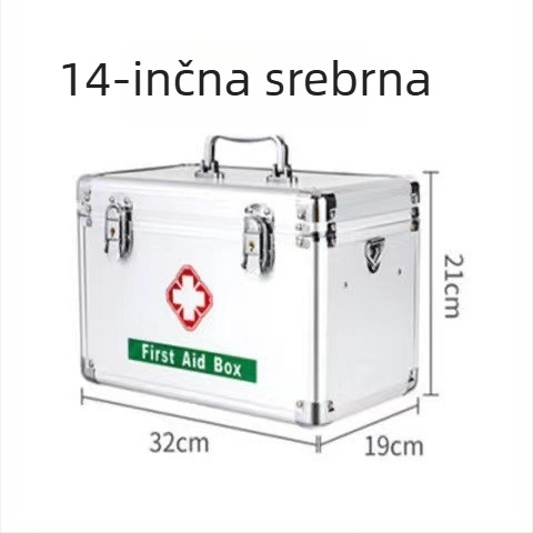 Aluminijska legura, višeslojna kutija za lijekove za kućnu uporabu, prijenosna kutija za lijekove s 4 pretinca, dimenzije 35×20×22 cm