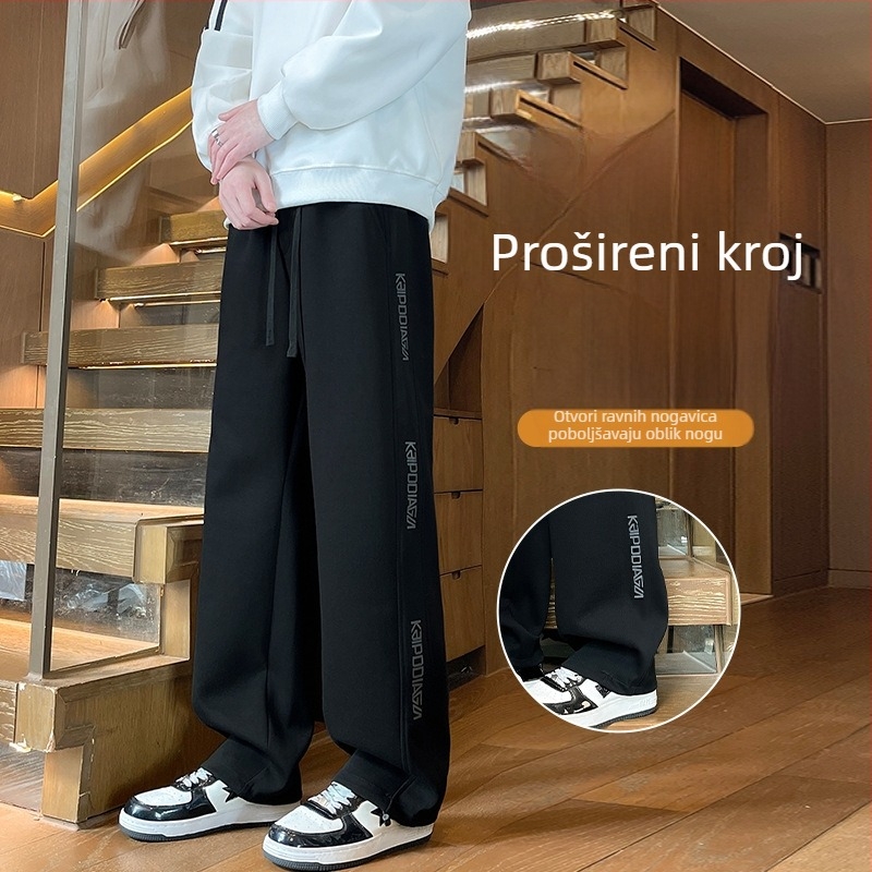 Dječje sportske hlače za proljeće i jesen, ravni kroj, široke nogavice, duge hlače za adolescente