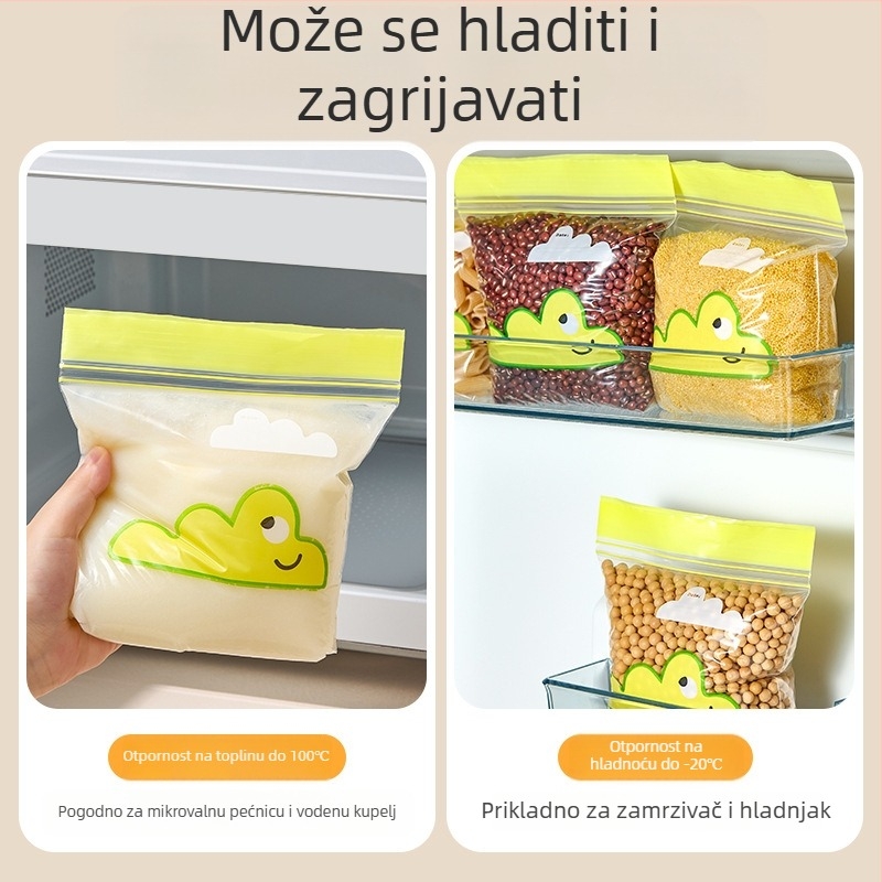 S vrećice za očuvanje svježine s dvostrukim rebrima, za kućnu upotrebu, pogodne za zamrzavanje i mikrovalnu, debele vrećice za sigurno zatvaranje hrane