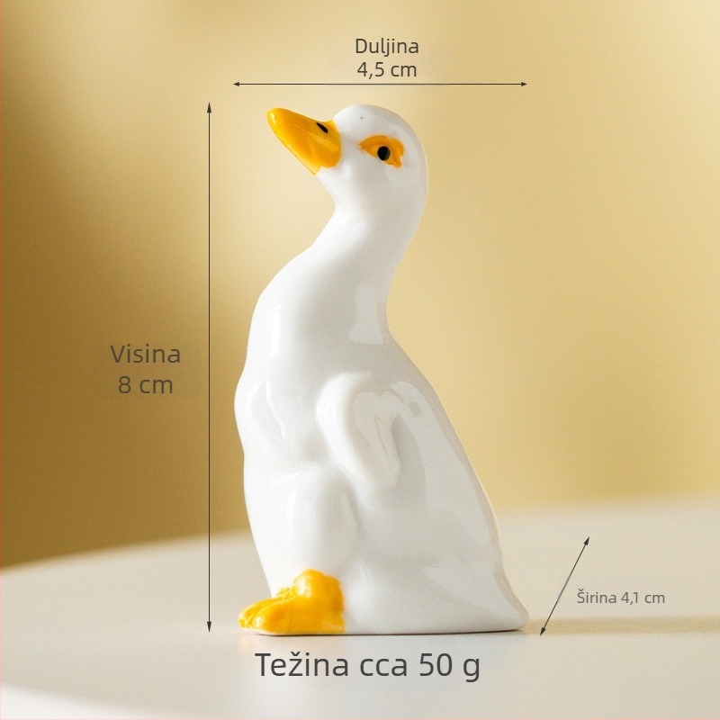 Keramička figurica patke za stolni dekor, plavo-bijeli porcelan, mali ukras za dom