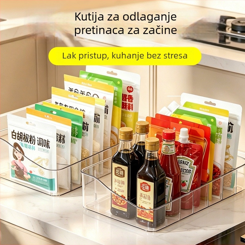 Organizator posuda za začine na kuhinjskom pultu s više odjeljaka