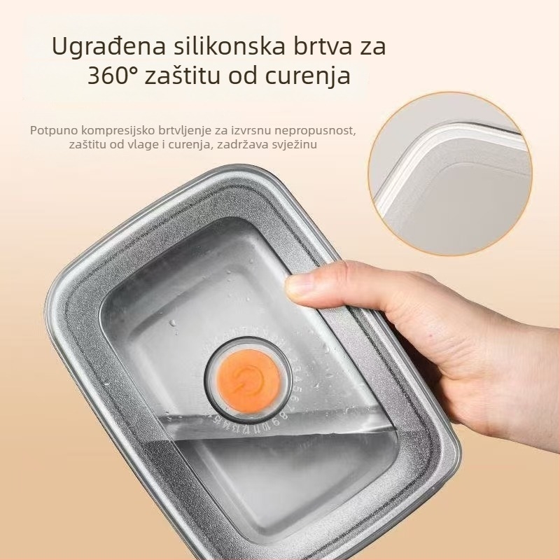Kutija za hranu od nehrđajućeg čelika s poklopcem, 304/316, hermetična, održava svježinu, pravokutna, kapacitet do 300 ml