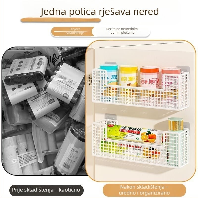 Dvostruki organizator za unutarnja vrata kuhinjskog ormarića, držač za foliju i držač vrećica za smeće, bez bušenja
