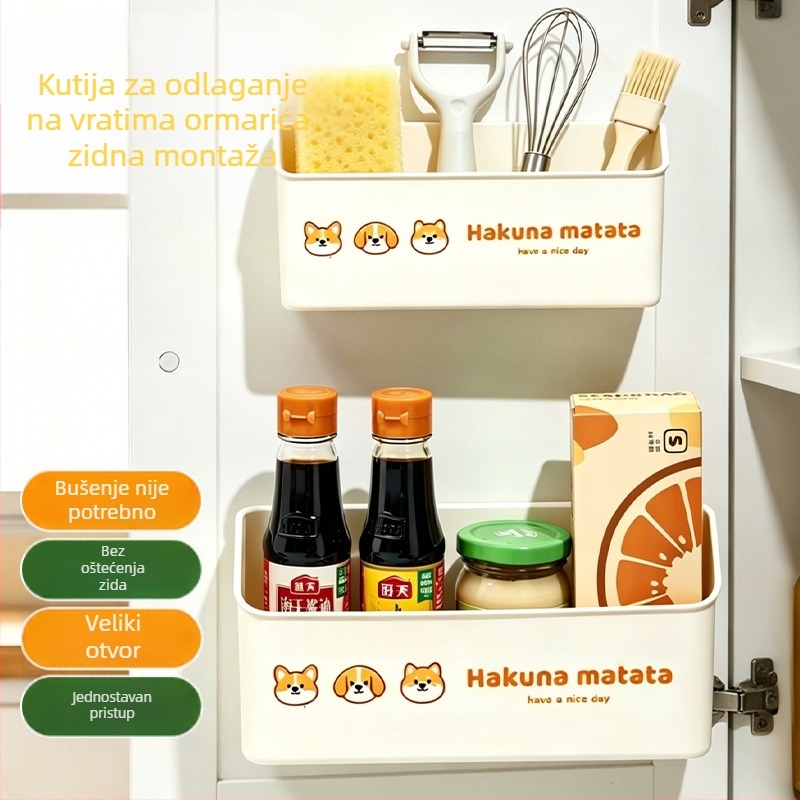 Zidni organizator za pohranu na vratima kuhinjskog ormarića, bez bušenja, košarica za foliju, mali viseći koš za kupaonicu