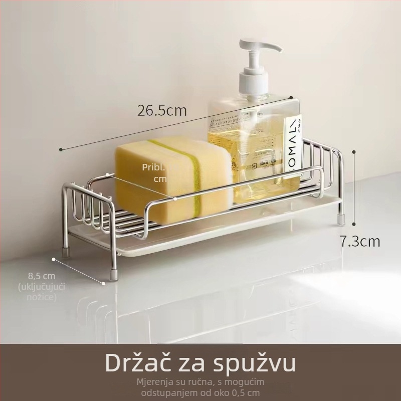 Stalak za sušenje u kuhinji od nehrđajućeg čelika, za sunđer i krpe, višefunkcionalan