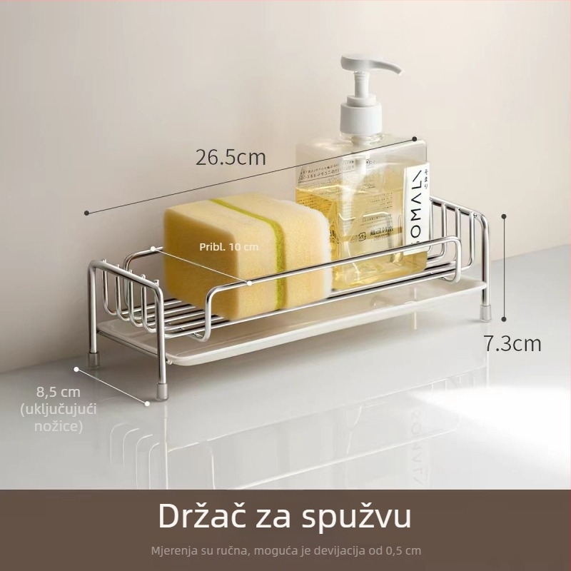 Stalak za sušenje u kuhinji od nehrđajućeg čelika, za sunđer i krpe, višefunkcionalan