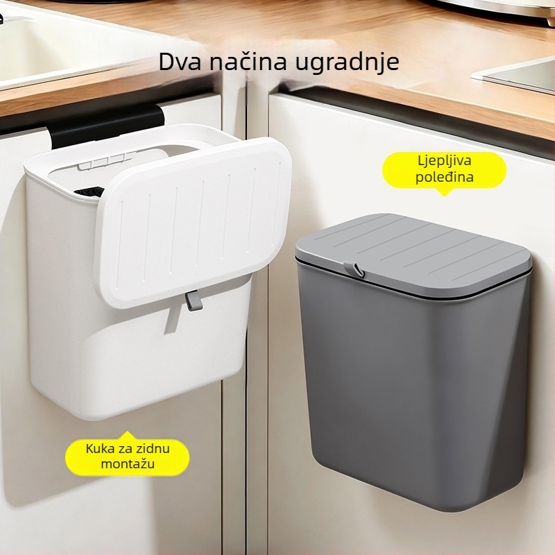 Zidni koš za otpad 10 L s poklopcem, za kućanstvo, kuhinja