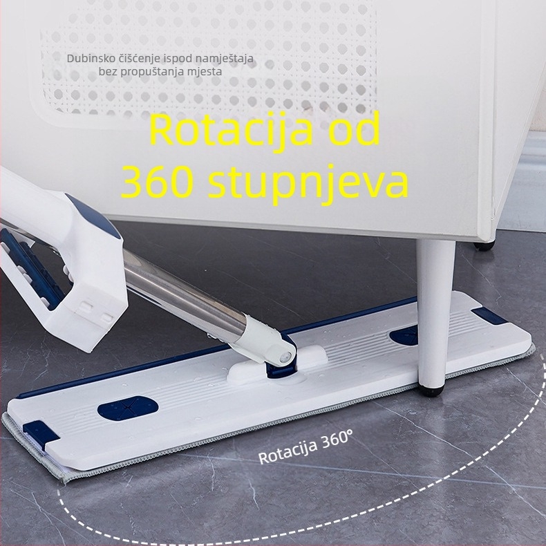 Mop plošni s 360° rotirajućom glavom i integriranim spremnikom vode, napunljiv, za komercijalnu uporabu