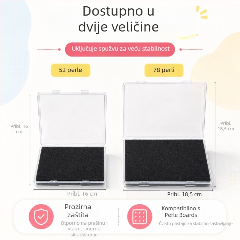 Pintoo kutija za pohranu perlica 52×52, otporna na prolijevanje, pola Pintoo ploča