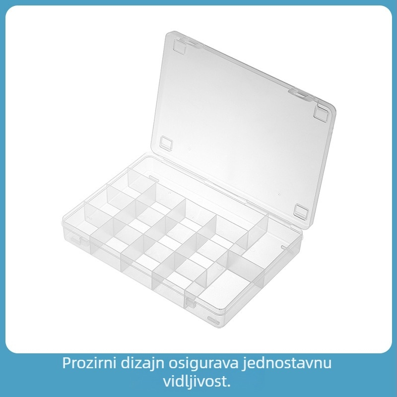 Prozirna kutija za pohranu s podjelama, velik kapacitet, organizator za alate za perle i nakit na radnoj površini