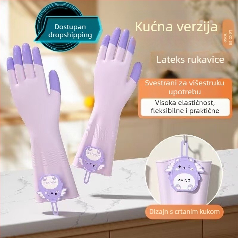 Rukavice za pranje suđa, ljetne rashladne vodootporne kućanske rukavice za pranje odjeće i kućanske poslove, rukavice s crtanom slikom i mogućnošću kačenja