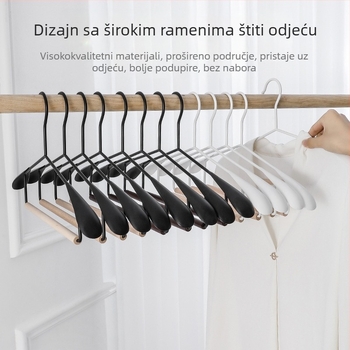 Držač za odjeću od masivnog drva s širokim ramenima i kovanom željeznom dekoracijom, za kućni ormar; stalak za odjeću od kombinacije željeza i drveta