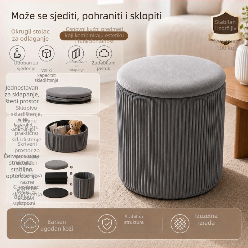 Sklopiva cilindrična kutija za pohranu s preklopnim poklopcem – velika kapaciteta, organizator