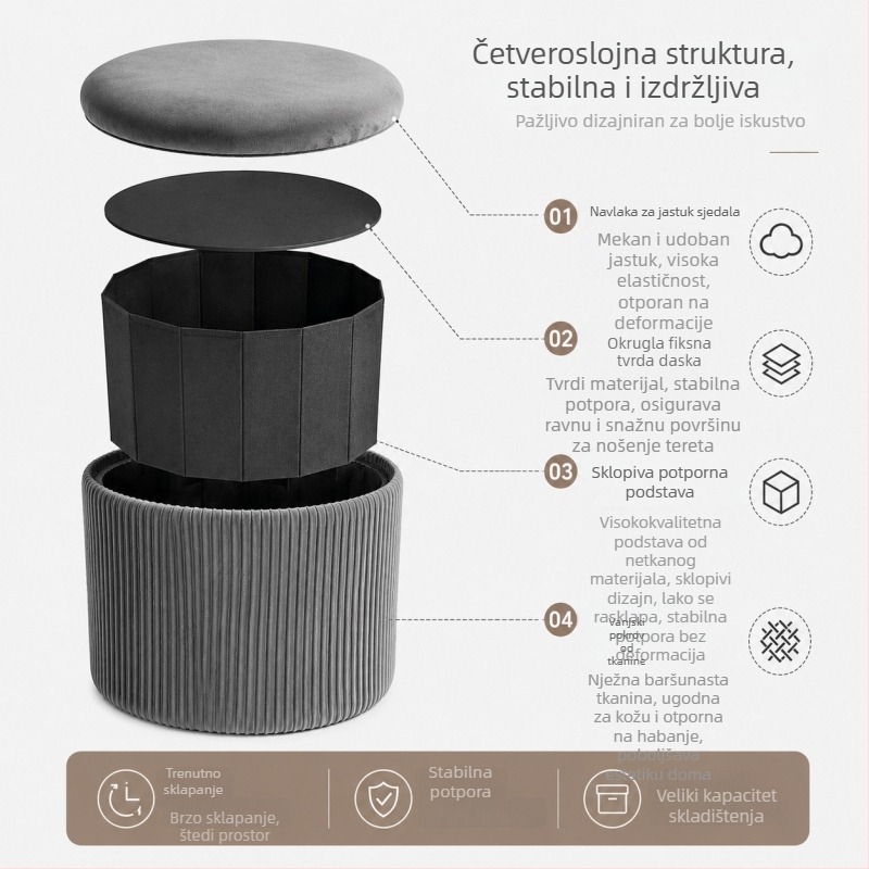 Sklopiva cilindrična kutija za pohranu s preklopnim poklopcem – velika kapaciteta, organizator