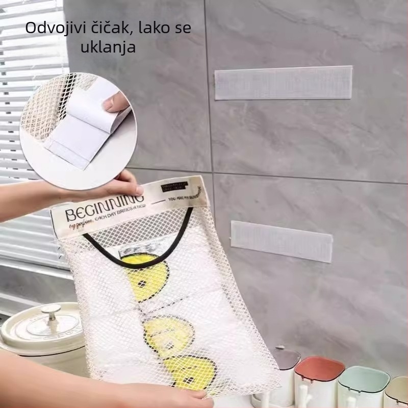 Zidni organizator vrećica za kuhinju, s velikim kapacitetom, mrežasta džep s Velcro zatvaračem