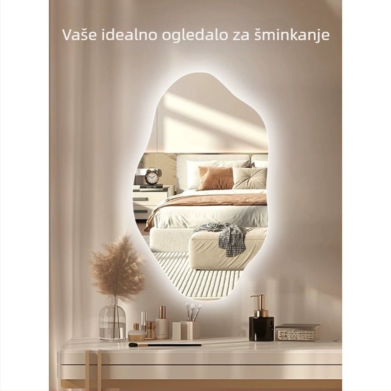 Pametno LED ogledalo za šminkanje nepravilnog oblika, zidno montirano, sa osvjetljenjem