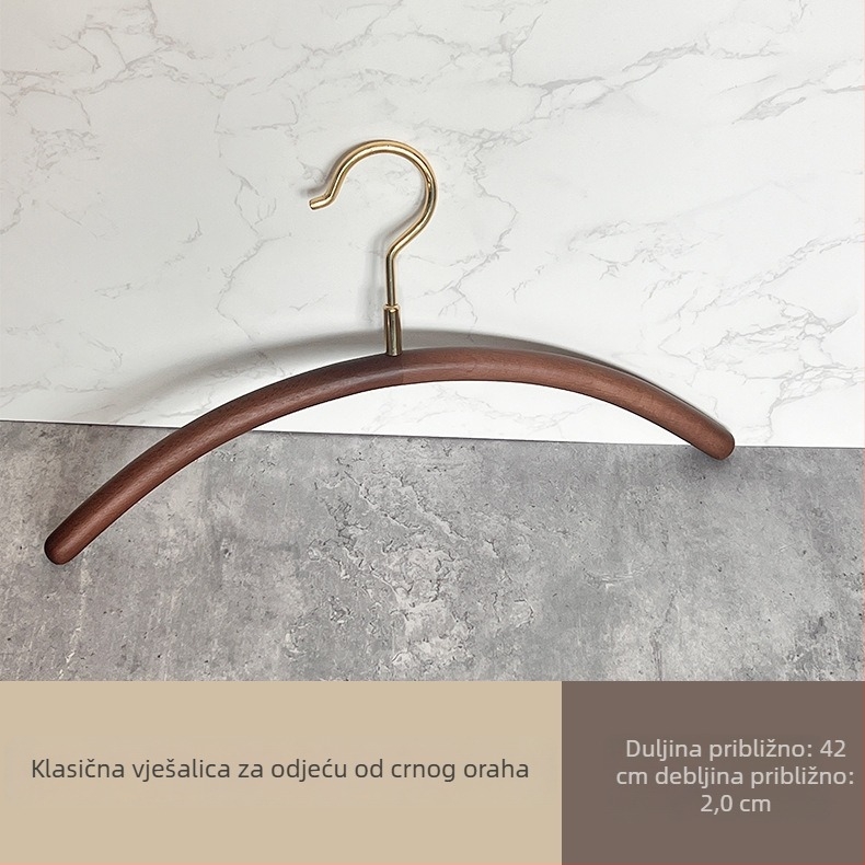 Vješalica za odjeću i hlače od crnog oraha, skandinavski stil, kukice imitacije mesinga, jednostavno drvo, bez tragova, za kućnu i uredsku upotrebu.