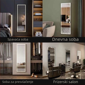 Pametno ogledalo za šminku s neovisnim osvjetljenjem, dvostrukim gumbom i trobojno odmagljivanjem, podni ogledalo od aluminijske legure
