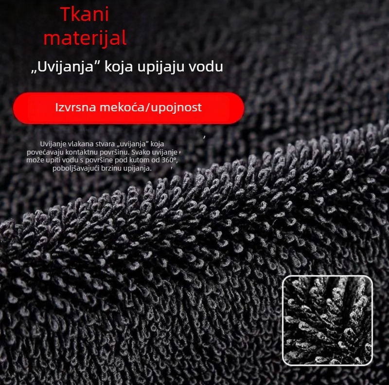 Jietu mikrovlaknena krpa za auto, upija vodu, rub obrubljen, spiralno vlakno, koralni pliš, mala kvadratna krpa za kućno čišćenje