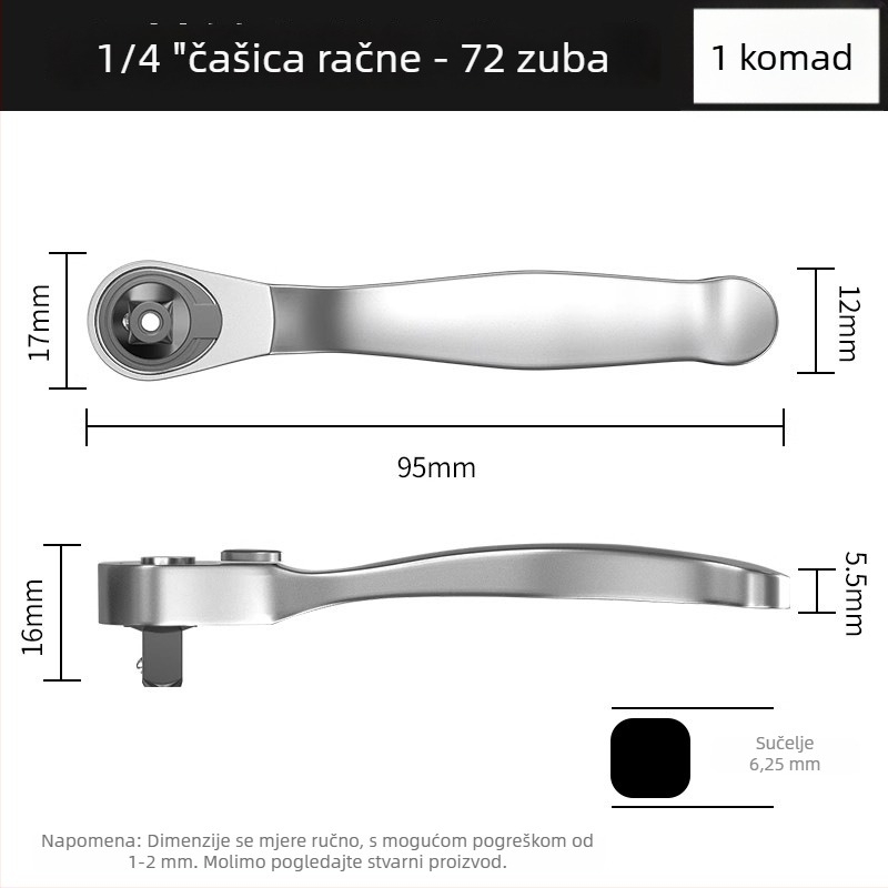 Mini račnasti ključ set, dvodirekcijski brzi nastavci