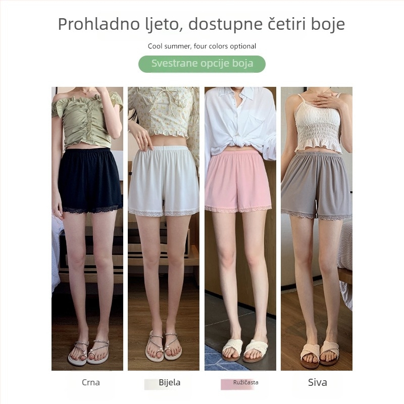 Ženski čipkasti sigurnosni šortsi, ljetni lagani kroj, visok struk, plus veličina, prozračni, vizualno kao gole noge